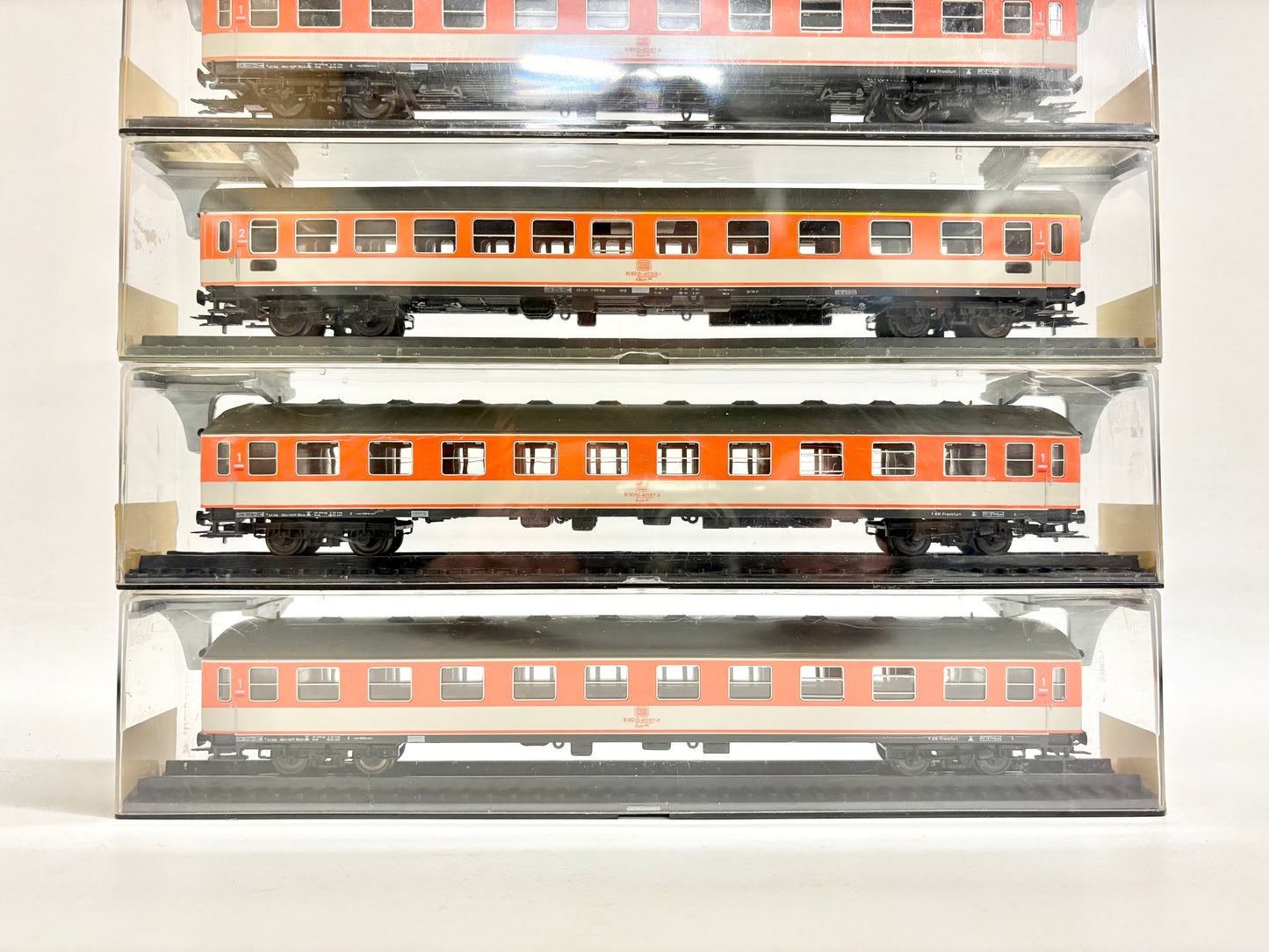 RÖWA 3212 + 3213 4x Personenwagen "Pop-Farben" DB H0