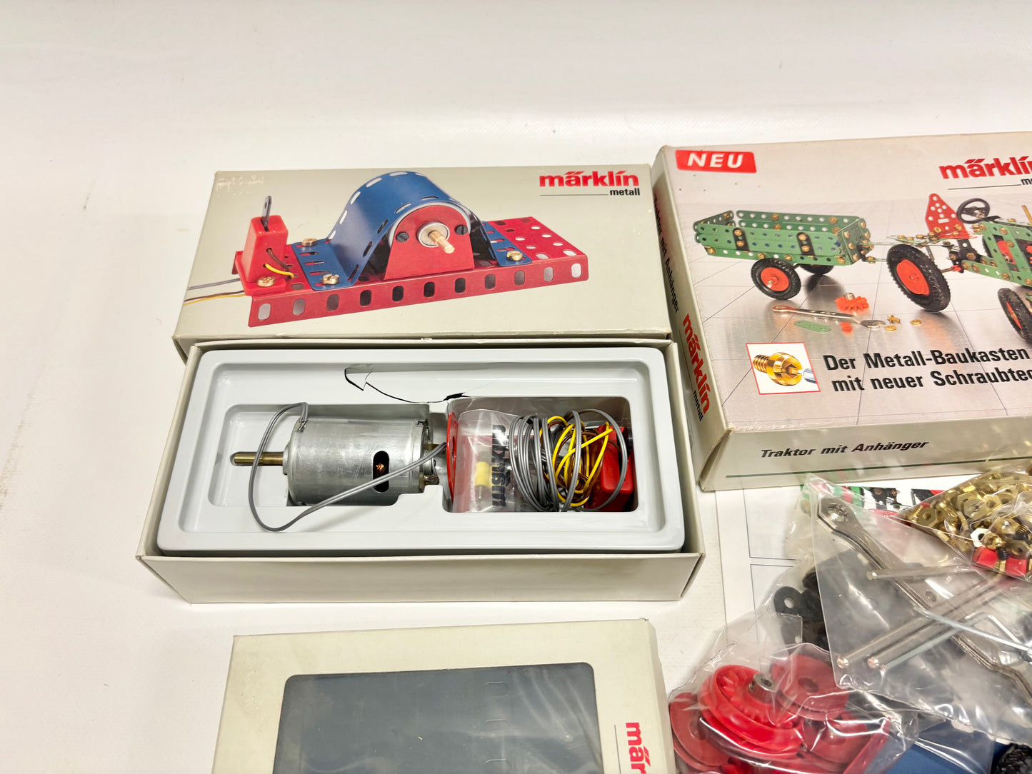Märklin 1031 + 1043 + 1022 Metallbaukasten Traktor + Zubehör