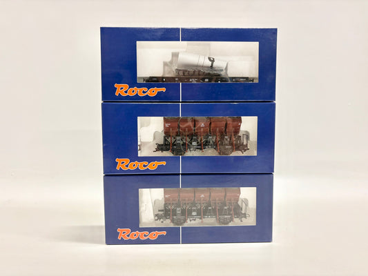 Roco 67701 46380 3x Güterwagen Schotterwagen Schwerlastwagen DB H0