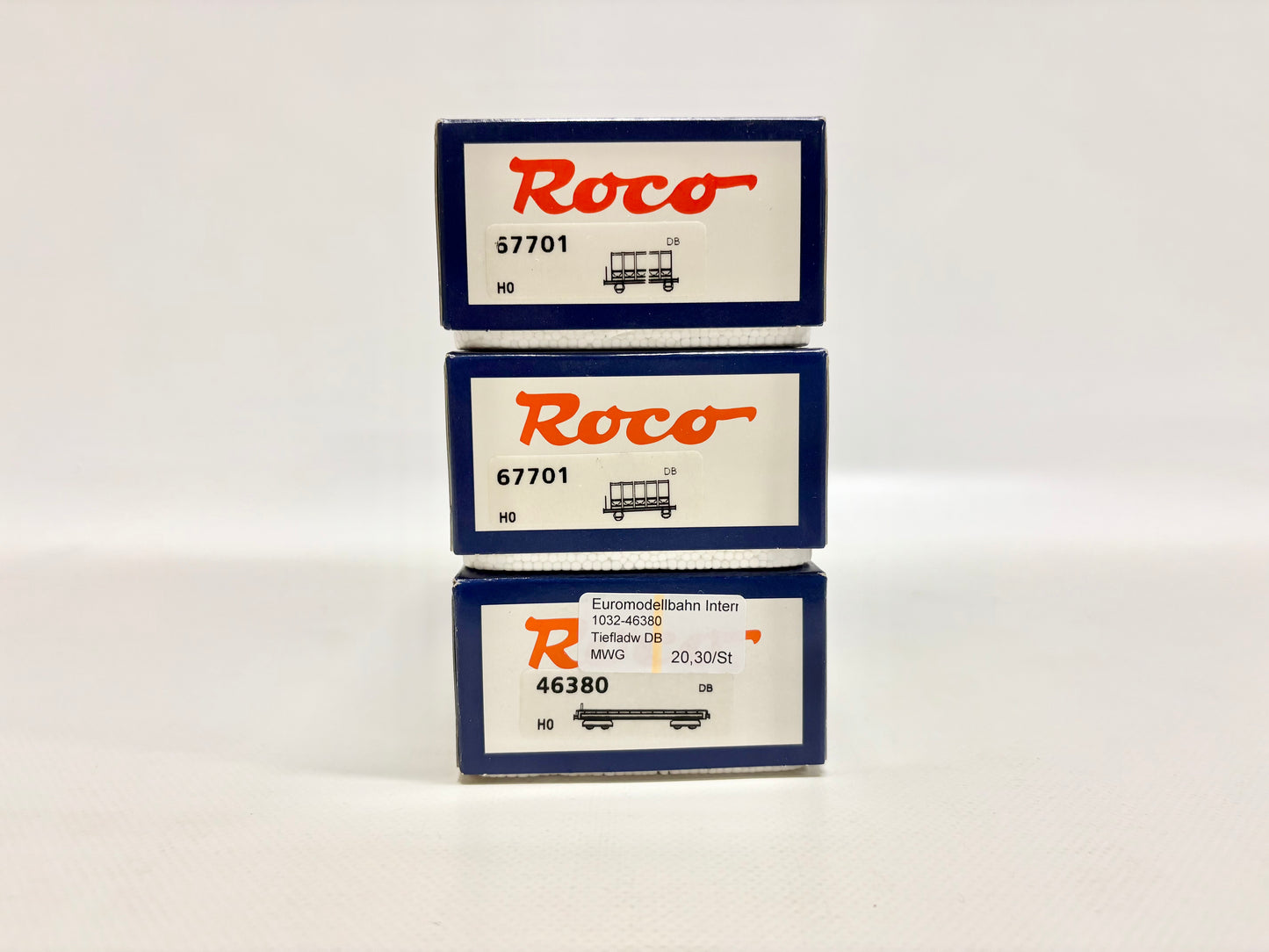 Roco 67701 46380 3x Güterwagen Schotterwagen Schwerlastwagen DB H0