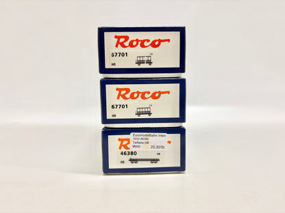 Roco 67701 46380 3x Güterwagen Schotterwagen Schwerlastwagen DB H0