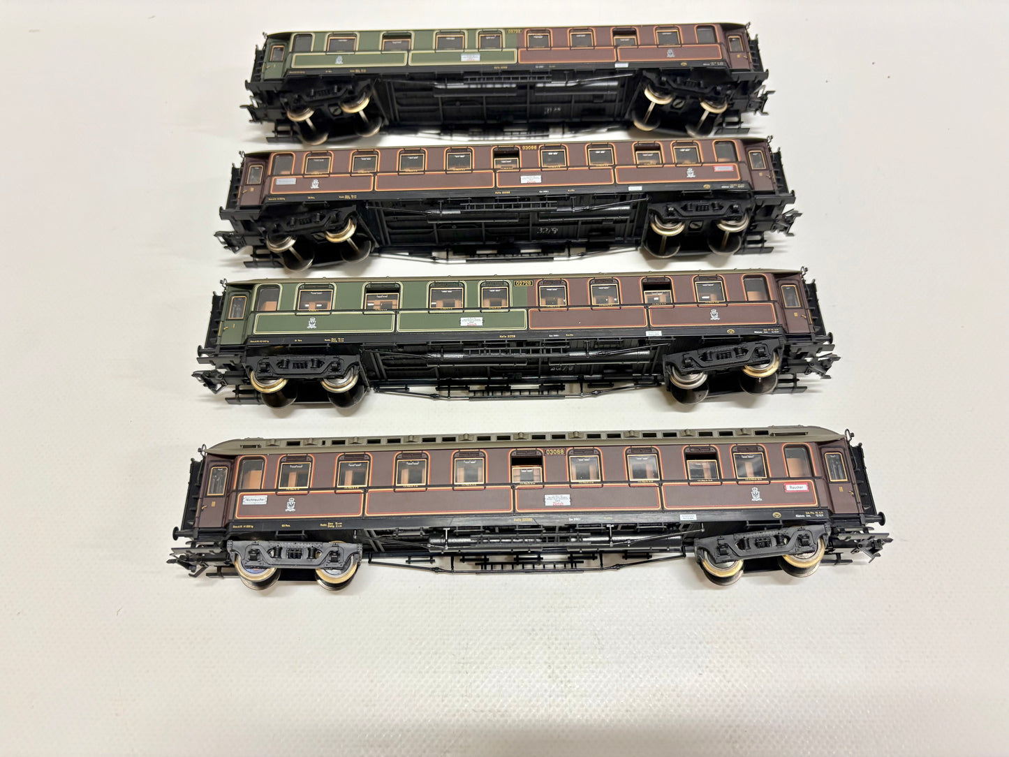 Fleischmann 5852K 5853K Personenwagen mit Innenbeleuchtung K.P.E.V. H0