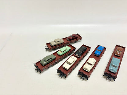 Märklin 5x Niederbordwagen mit Autos Güterwagen DB AC H0