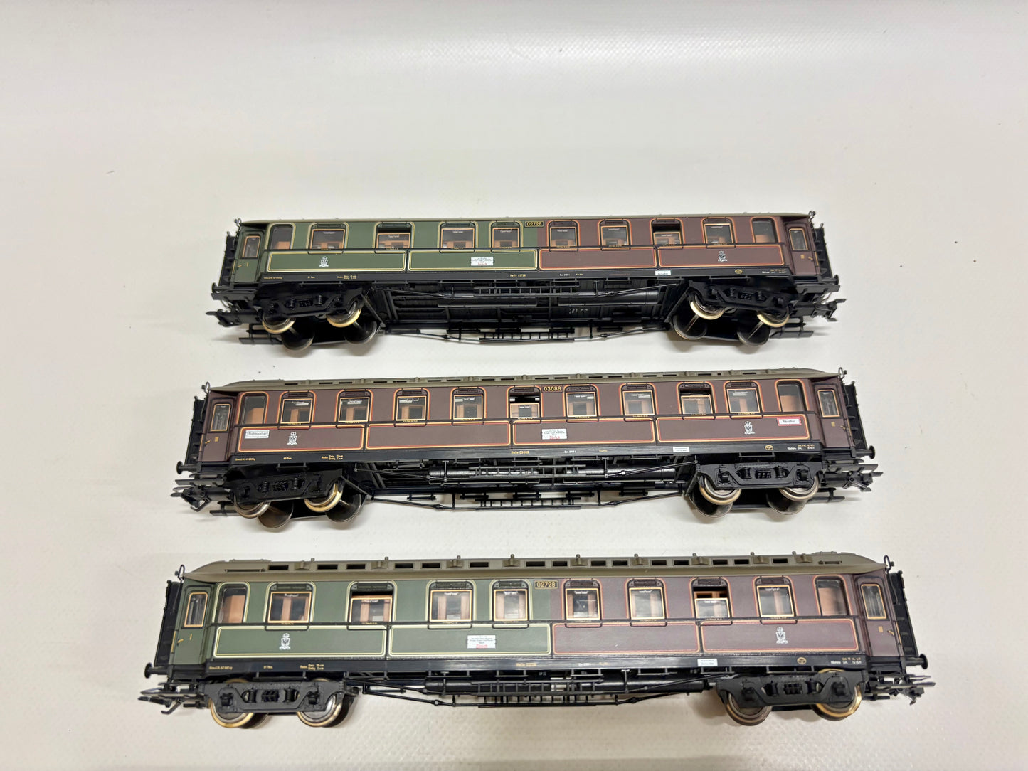Fleischmann 5852K 5853K Personenwagen mit Innenbeleuchtung K.P.E.V. H0