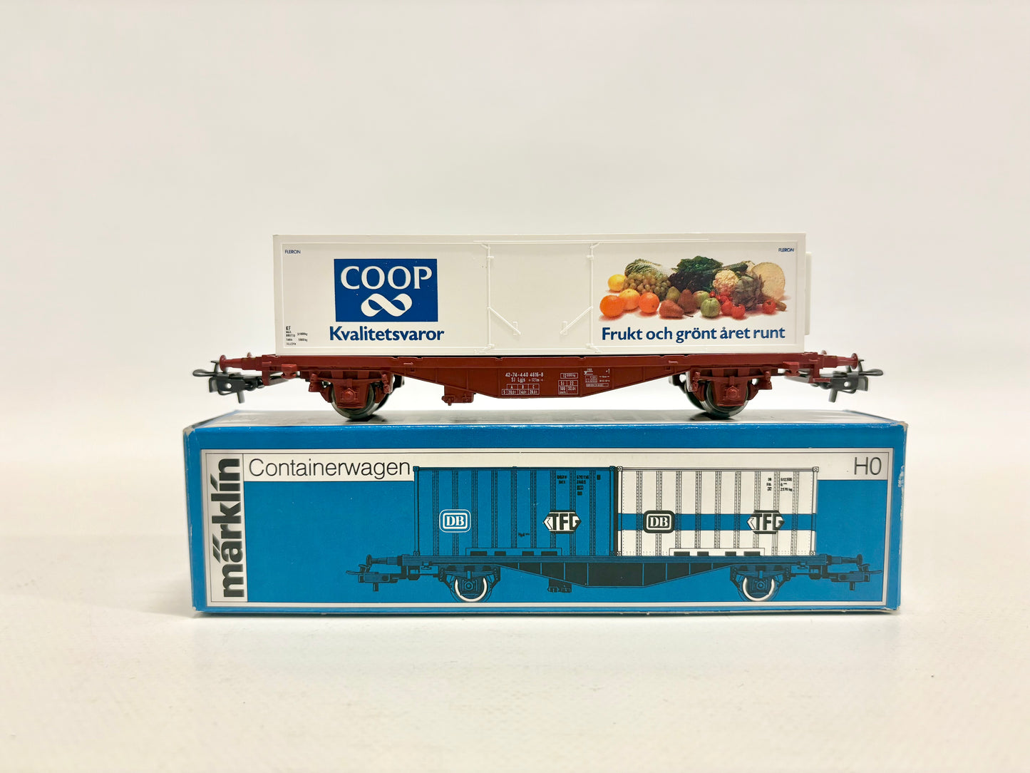 Märklin 4673 Güterwagen Containerwagen "Coop" SJ AC H0