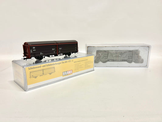 Brawa 2x 48969 Schiebewand-/ Schiebedachwagen Tbis 869 DB DC H0