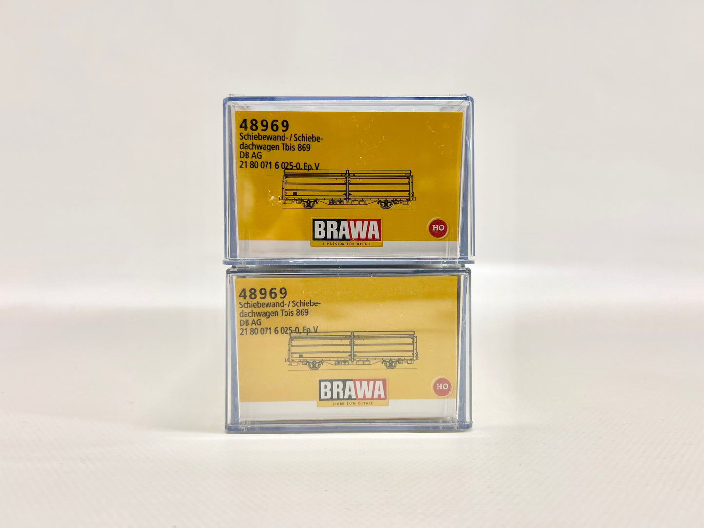 Brawa 2x 48969 Schiebewand-/ Schiebedachwagen Tbis 869 DB DC H0