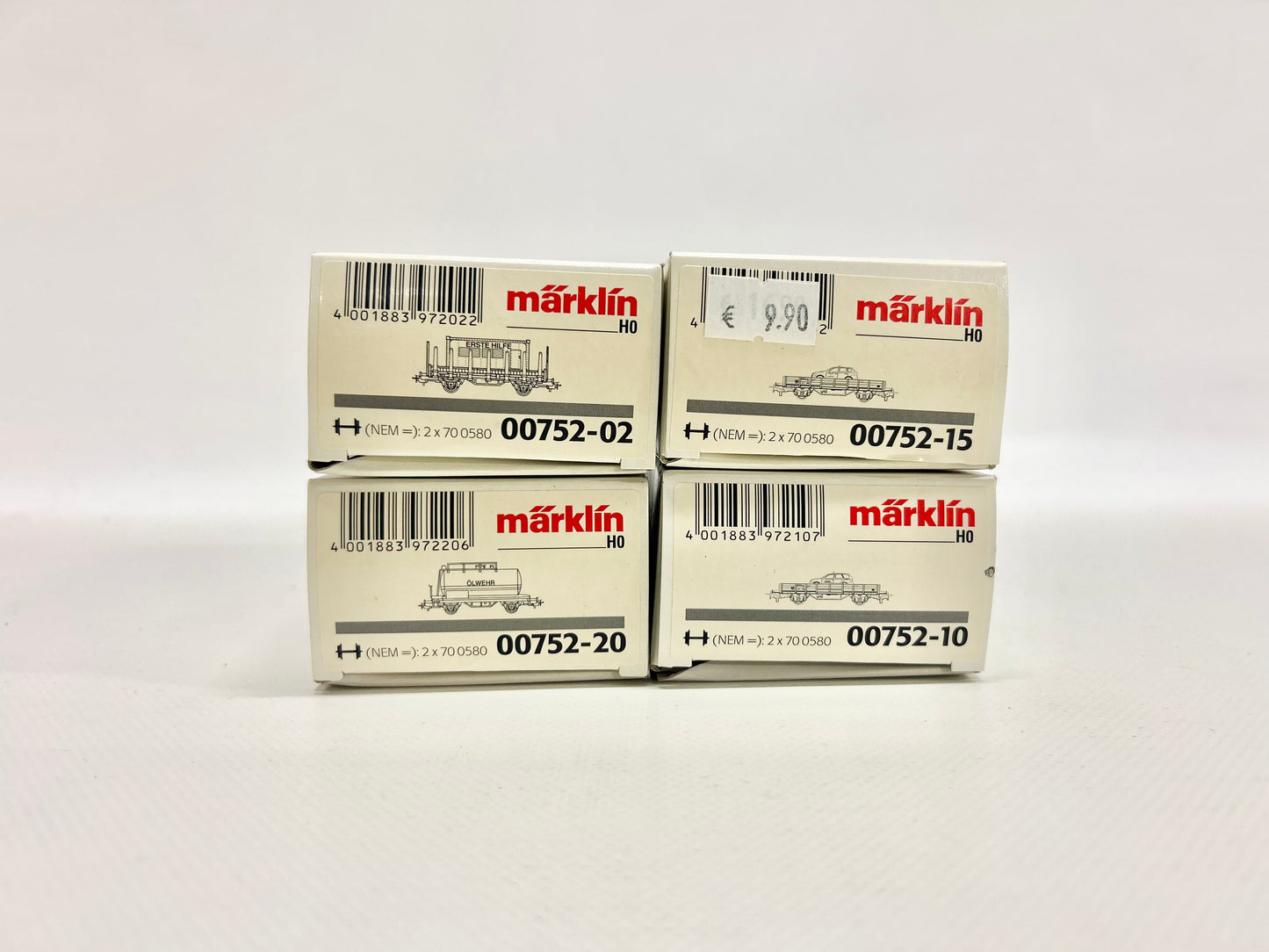 Märklin 4x 00752 Feuerwehr-Güterwagen DB AC H0
