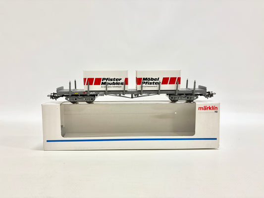 Märklin 4668 Rungenwagen mit Containern "Möbel Pfister" SBB AC H0