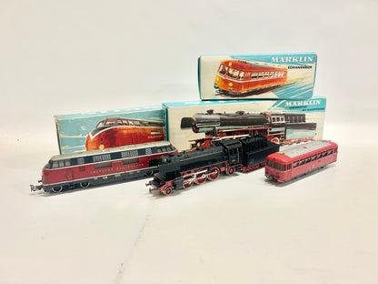 Märklin 3021 3005 3016 3x Lokomotiven Dampflok Diesellok Schienenbus H0