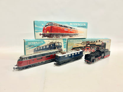 Märklin 3021 3034 3003 3x Lokomotiven Dampflok Diesellok E-Lok H0