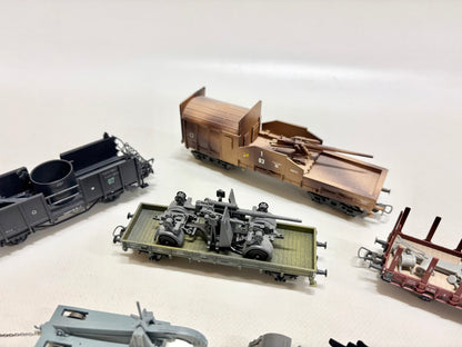 Güterwagen Konvolut mit Wehrmacht Geschützen DR
