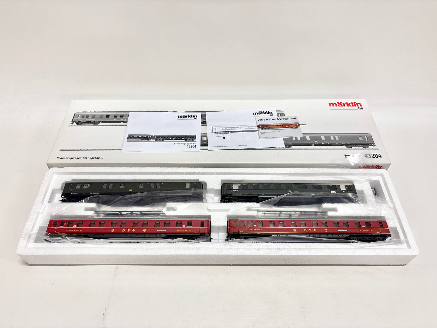 Märklin 43204 Wagen-Set Schnellzugwagen Personenwagen mit Innenbeleuchtung DB AC H0