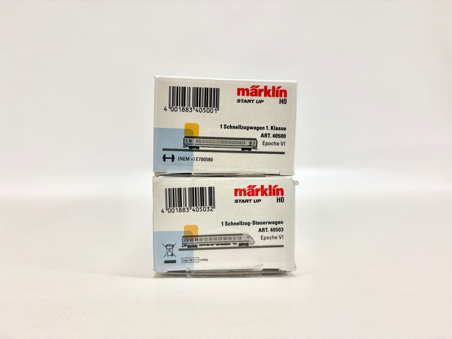 Märklin 40503 & 40500 IC Steuerwagen + Personenwagen mit Innenbeleuchtung DB AC H0