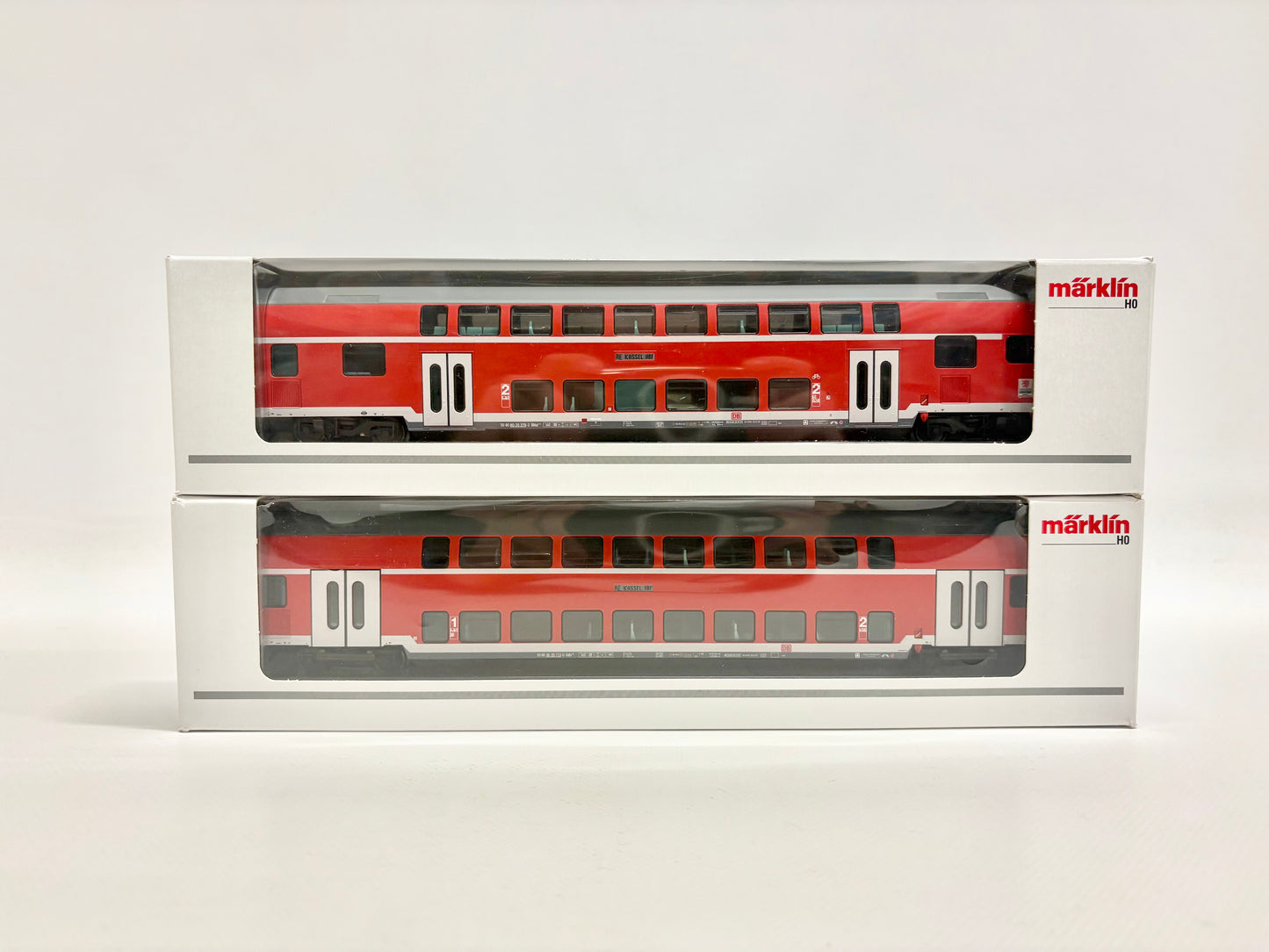 Märklin 43584 & 43586 Doppelstock-Steuerwagen + Personenwagen mit Innenbeleuchtung DB AC H0