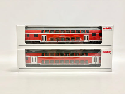 Märklin 43584 & 43586 Doppelstock-Steuerwagen + Personenwagen mit Innenbeleuchtung DB AC H0