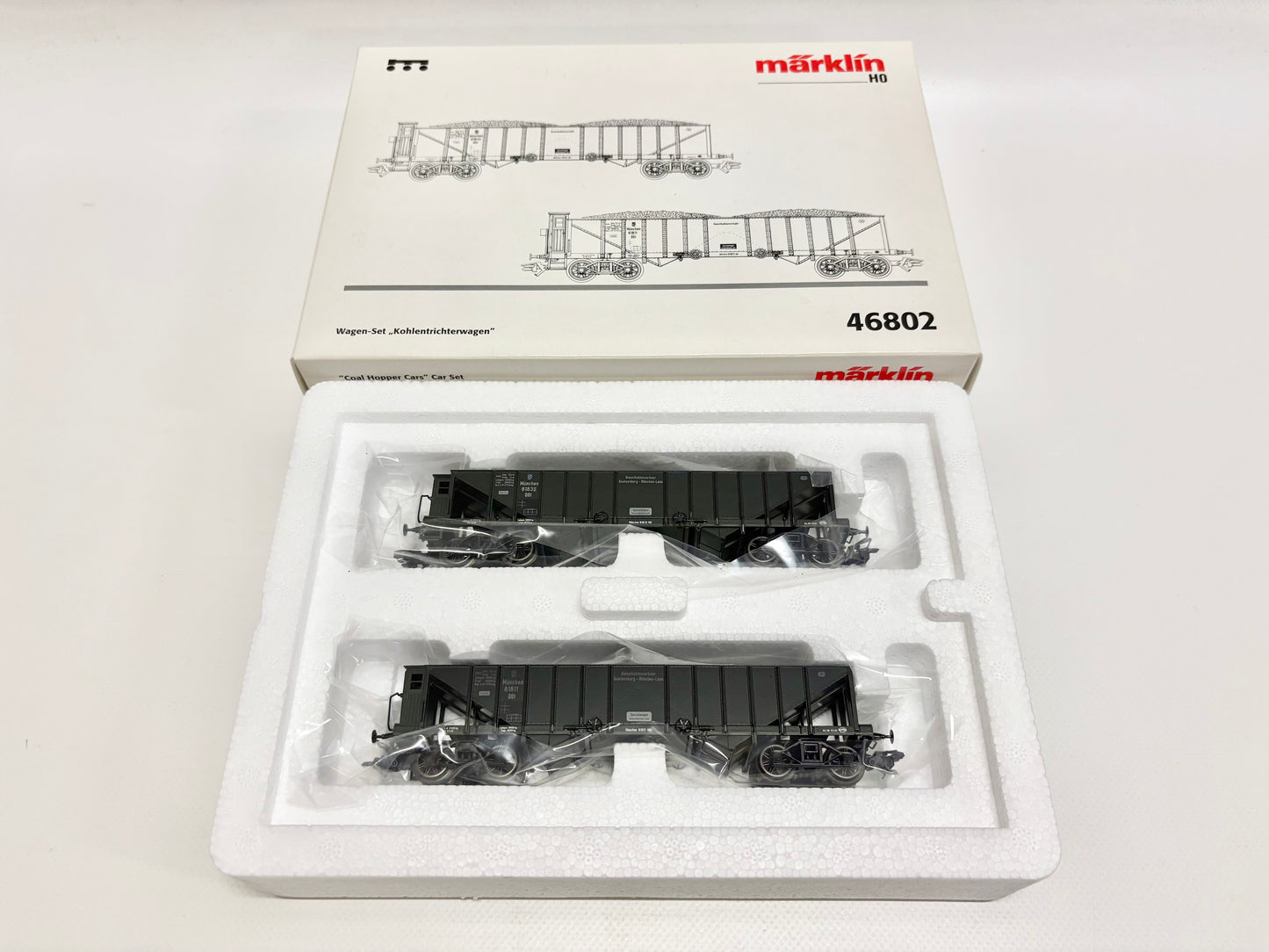 Märklin 46802 Wagen-Set Kohlentrichterwagen K.Bay.Sts.AC H0