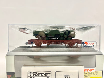 Roco Minitanks 841 845 883 885 826 Güterwagen beladen mit Militärfahrzeugen H0