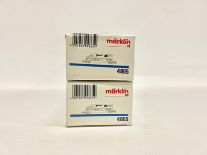 Märklin 2x 4865 Güterwagen Flat Cars mit LKW USA