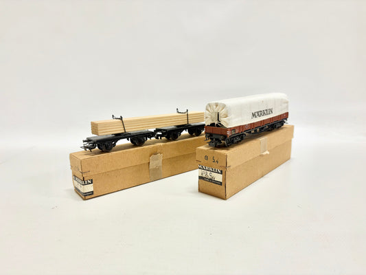 Märklin 361G 393C Planewagen + Langholzwagen 1950er Jahre AC H0
