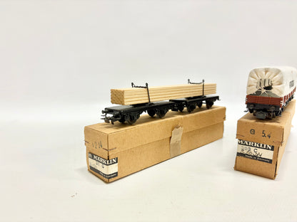 Märklin 361G 393C Planewagen + Langholzwagen 1950er Jahre AC H0