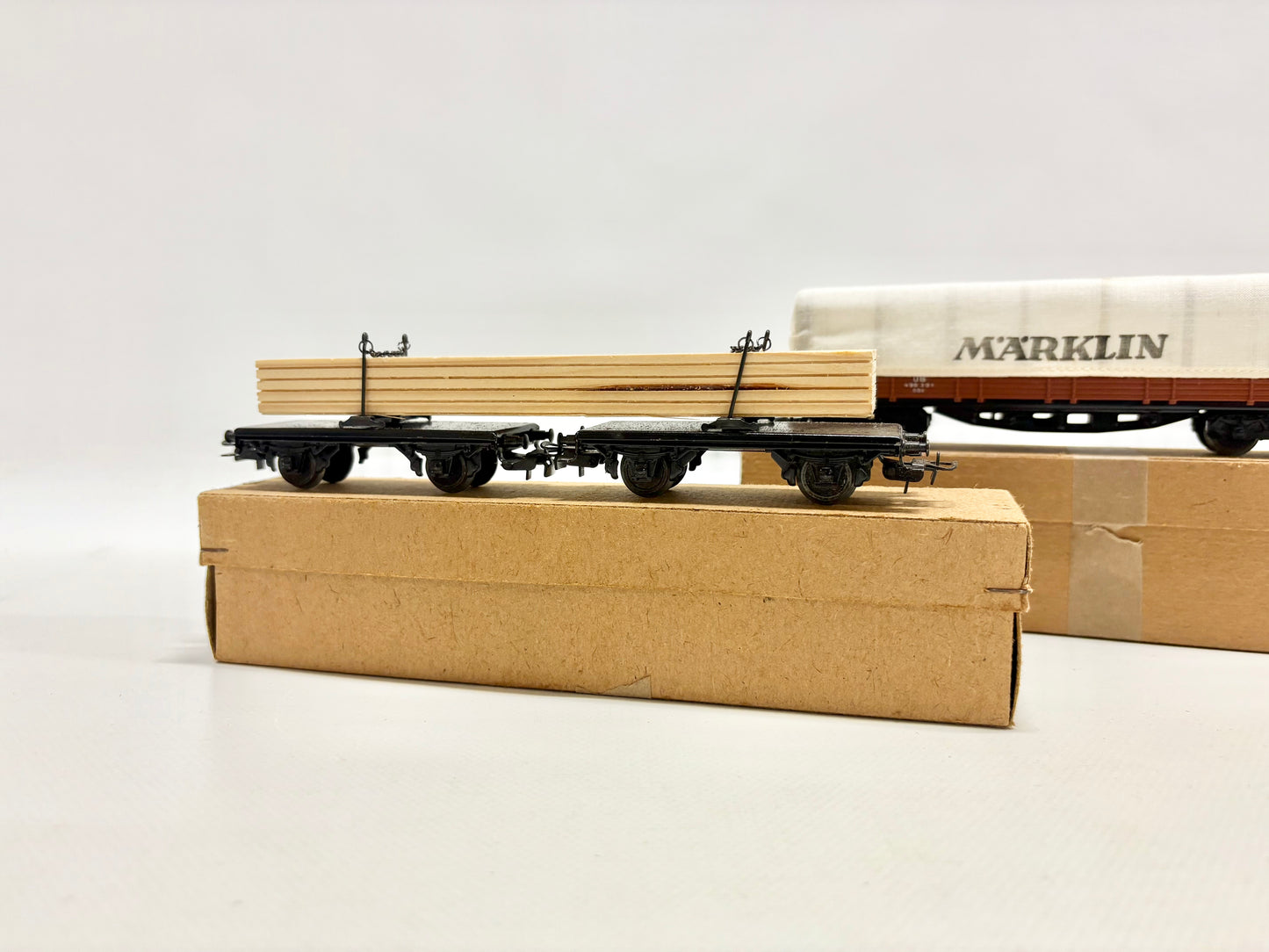 Märklin 361G 393C Planewagen + Langholzwagen 1950er Jahre AC H0