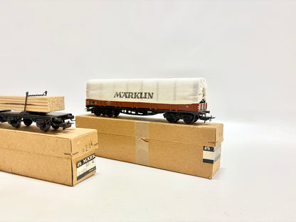 Märklin 361G 393C Planewagen + Langholzwagen 1950er Jahre AC H0