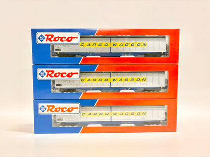 Roco 47130 3x Schiebewandwagen "Cargowaggon" DB H0