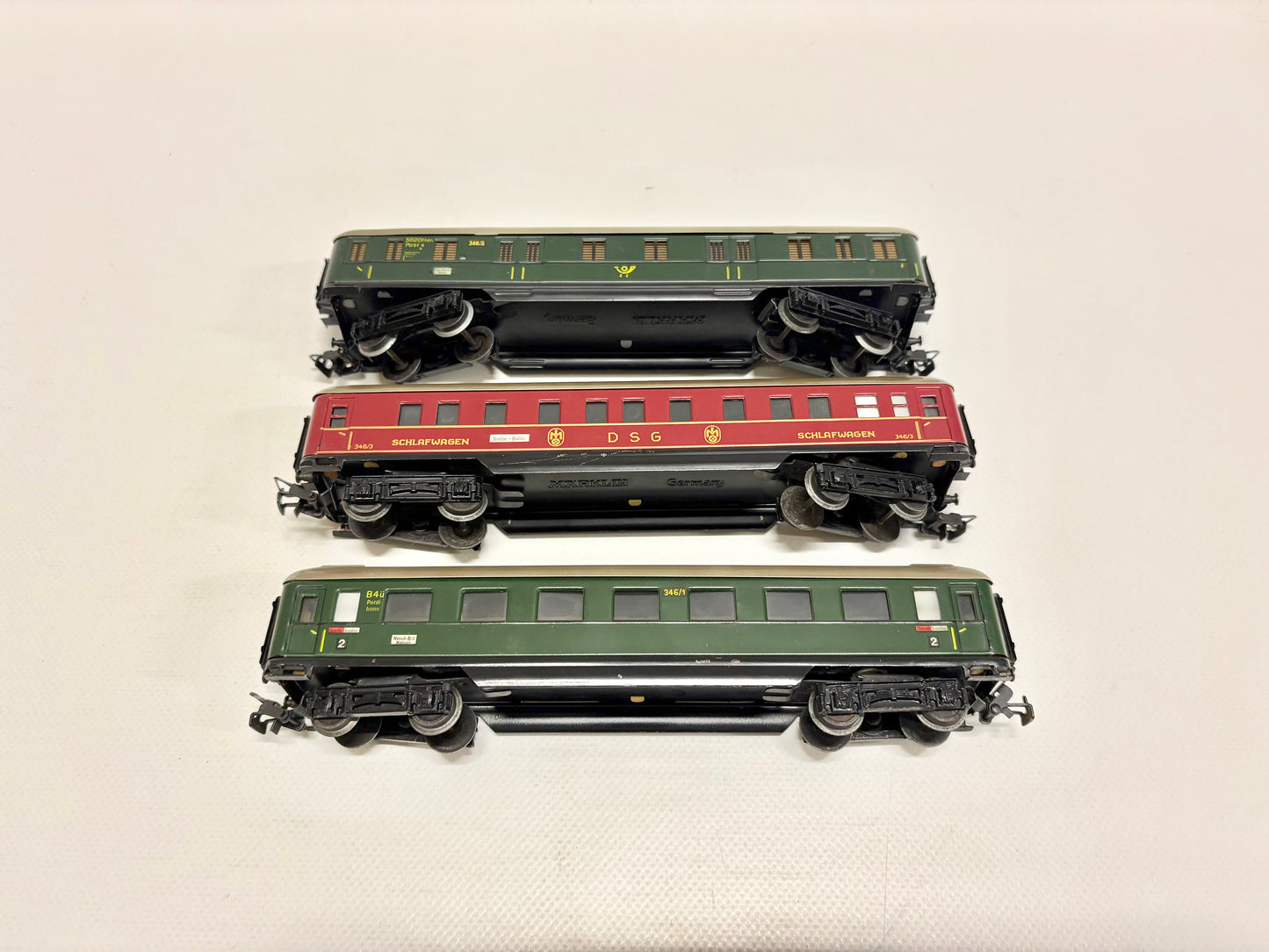 Märklin 346 3x Schürzenwagen Personenwagen 1950er Jahre DB AC H0