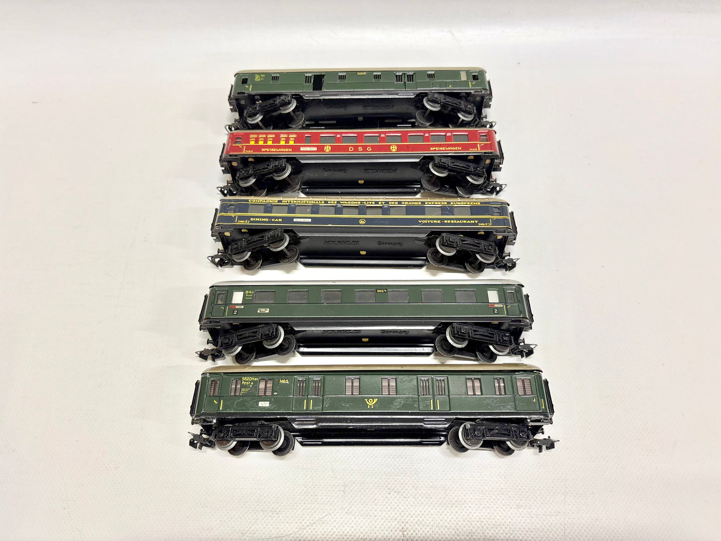 Märklin 346 5x Schürzenwagen Personenwagen 1950er Jahre DB AC H0