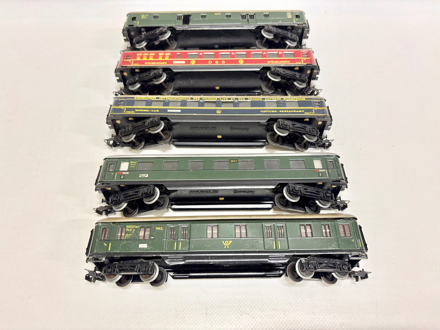 Märklin 346 5x Schürzenwagen Personenwagen 1950er Jahre DB AC H0