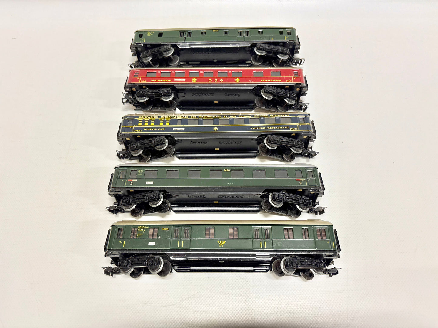 Märklin 346 5x Schürzenwagen Personenwagen 1950er Jahre DB AC H0