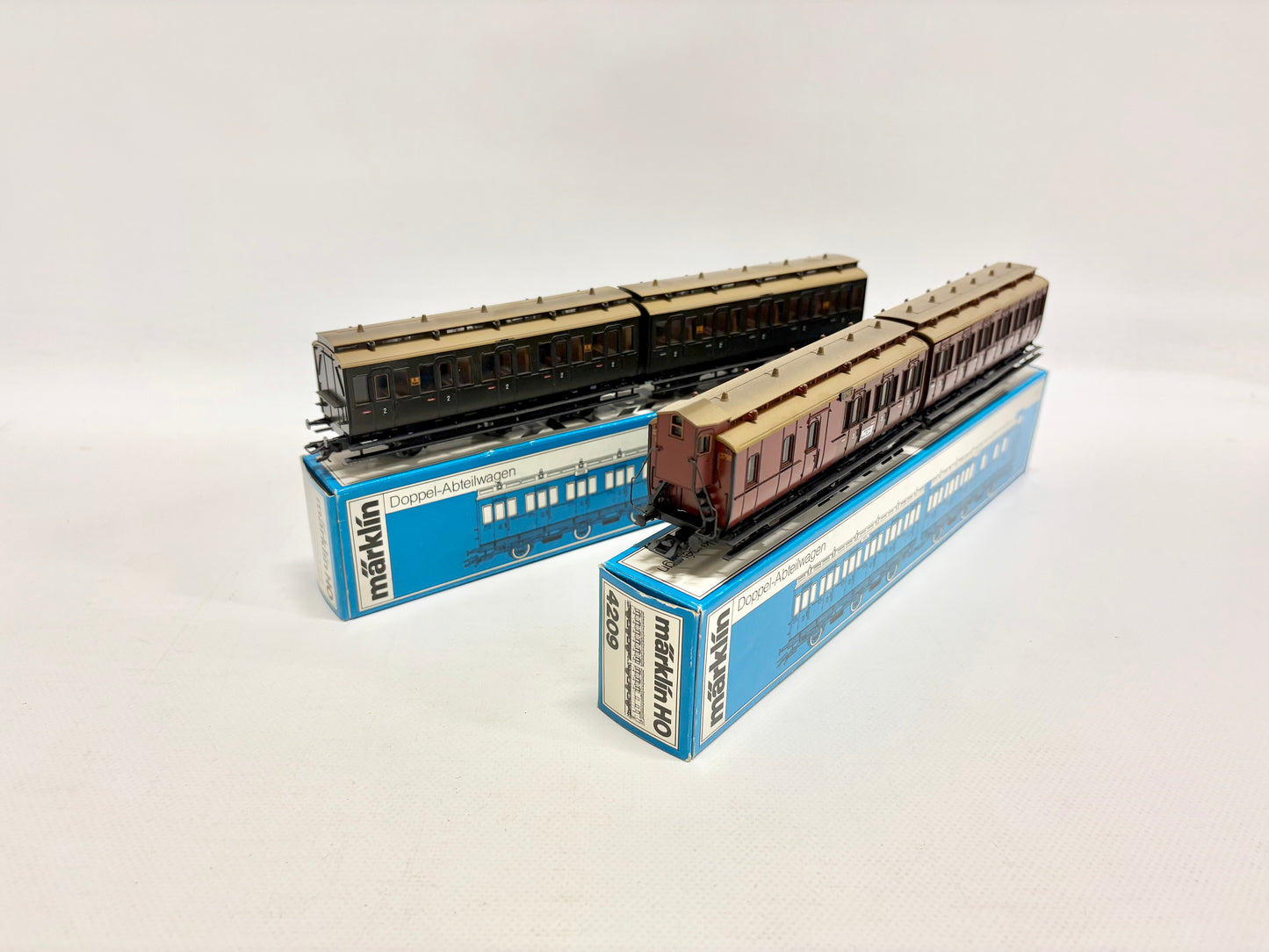 Märklin 4209 & 4207 Doppel Abteilwagen Personenwagen K.P.E.V. AC H0
