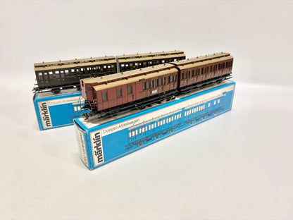 Märklin 4209 & 4207 Doppel Abteilwagen Personenwagen K.P.E.V. AC H0