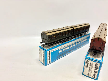 Märklin 4209 & 4207 Doppel Abteilwagen Personenwagen K.P.E.V. AC H0