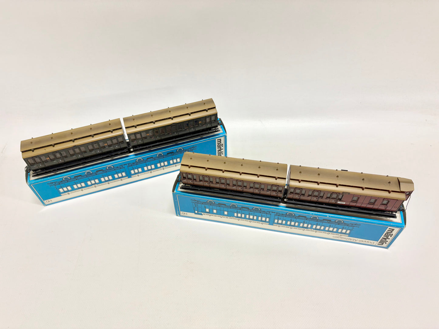 Märklin 4209 & 4207 Doppel Abteilwagen Personenwagen K.P.E.V. AC H0