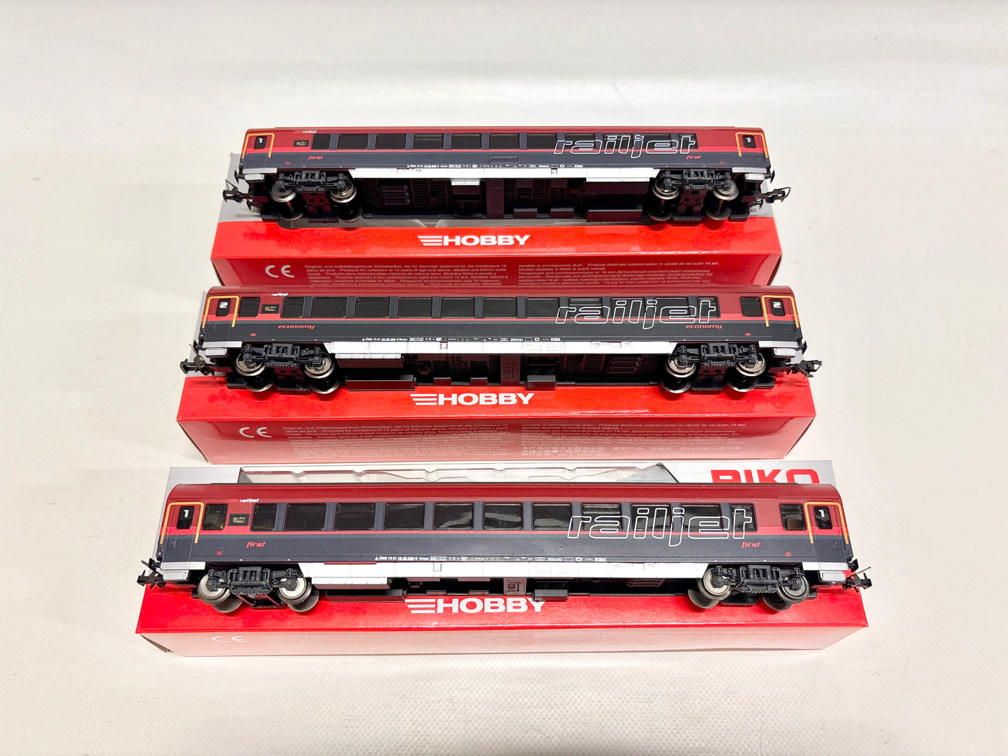 Piko 57642 57643 3x Personenwagen Railjet ÖBB AC H0
