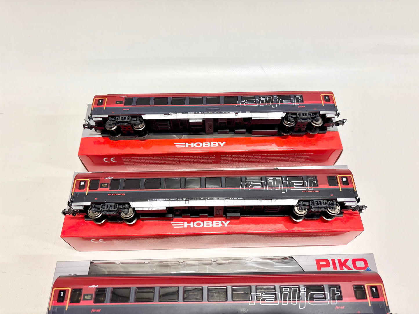 Piko 57642 57643 3x Personenwagen Railjet ÖBB AC H0