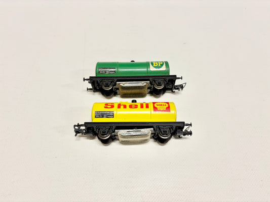 Liliput 2x Schienenreinigungswagen Kesselwagen BP Shell ÖBB H0