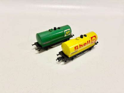 Liliput 2x Schienenreinigungswagen Kesselwagen BP Shell ÖBB H0